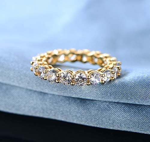 Gemsme 18K Yellow Gold Filled Cubic Zirconia Eternity Ring for Women Size 5-10