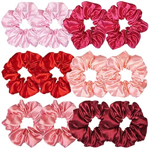 12 Pcs Satin Silk Hair Scrunchies for Women and Girls