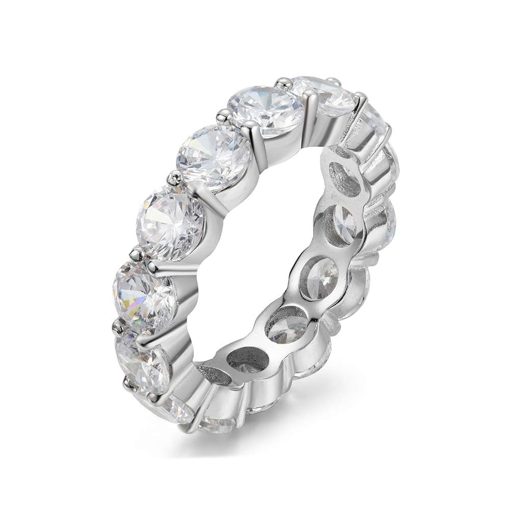 NYC Sterling 5.00mm 925 Silver Cubic Zirconia Eternity Ring