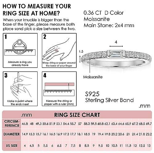 Michooyel Moissanite Eternity Ring with Emerald Cut Baguettes