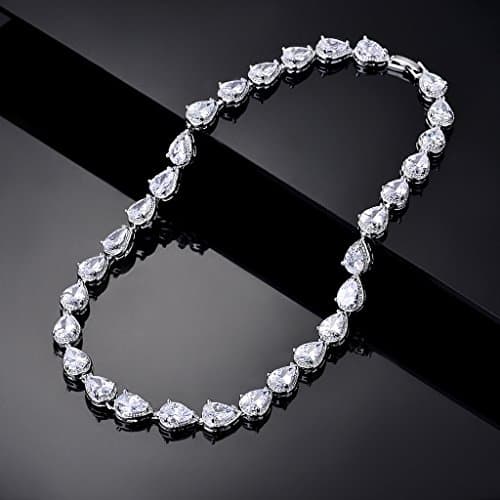 MASOP Women's Silver-Tone Clear CZ Pear Shape Teardrop Jewelry