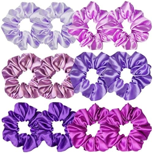12 Pcs Satin Silk Hair Scrunchies for Women and Girls