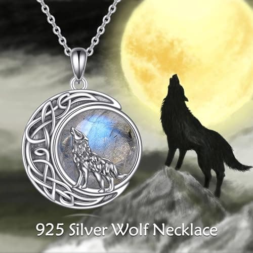 Refined Title:

KQF Wolf Half Moon Necklace for Men, Teen Girls, and Boys