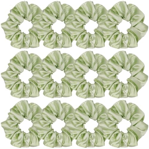 12 Pcs Satin Silk Hair Scrunchies for Women and Girls