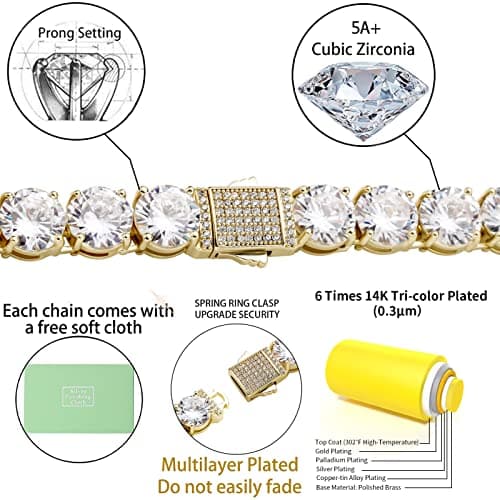 OYOGAA 10MM Diamond Tennis Bracelet for Men and Women