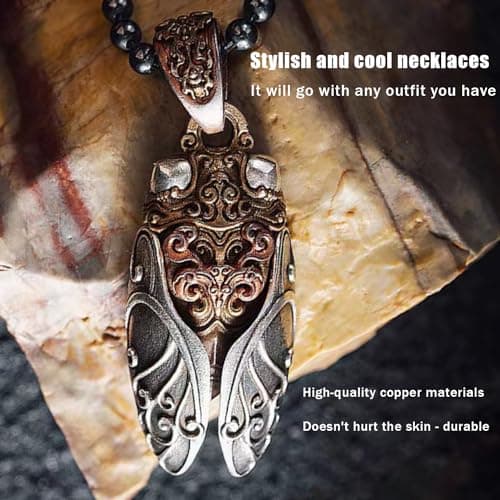 Zyuzles Vintage Cicada Pendant Copper Insect Jewelry for Men and Women