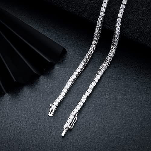 MDFUN Graduated Round Cut Cubic Zirconia Tenni Necklace for Women and Men
