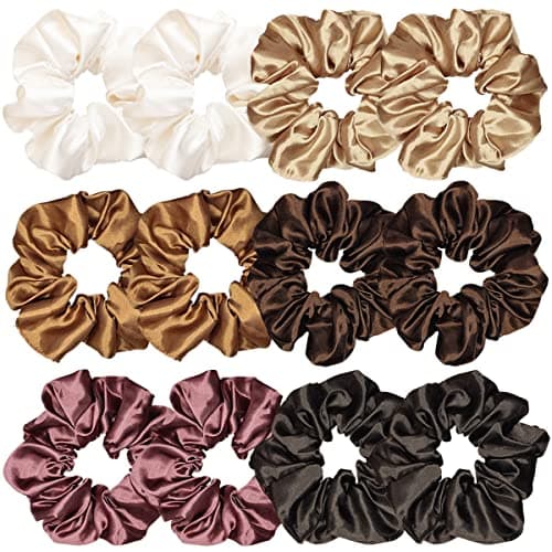 12 Pcs Satin Silk Hair Scrunchies for Women and Girls