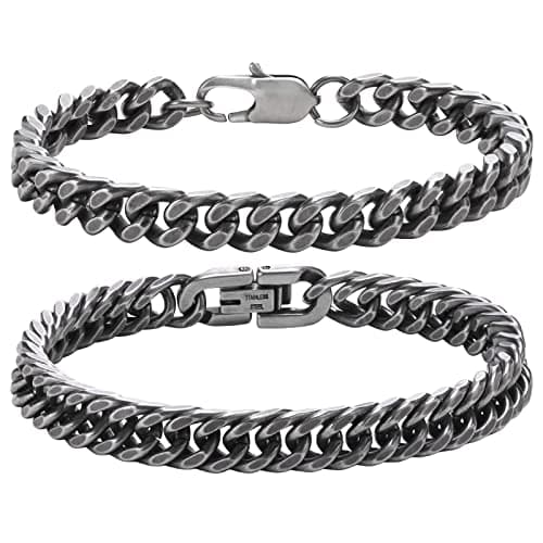 VNOX Sturdy Stainless Steel Curb Chain Bracelet Set for Men and Women, 6.5/7/7.4/8.2/9 Inches