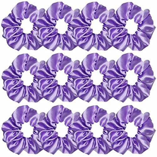 12 Pcs Satin Silk Hair Scrunchies for Women and Girls