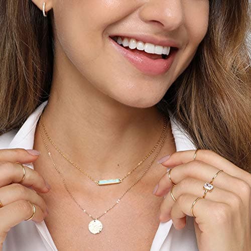 Turquoise Bar Necklace for Women 925 Sterling Silver Gemstone Pendant Necklace