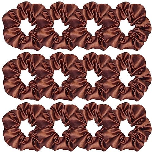 12 Pcs Satin Silk Hair Scrunchies for Women and Girls