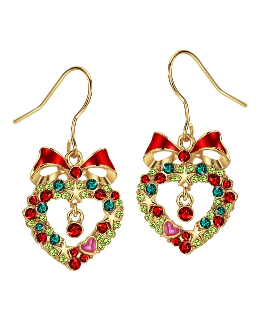 Michooyel 18K Gold Plated CZ Christmas Drop Earrings for Women Fishhook