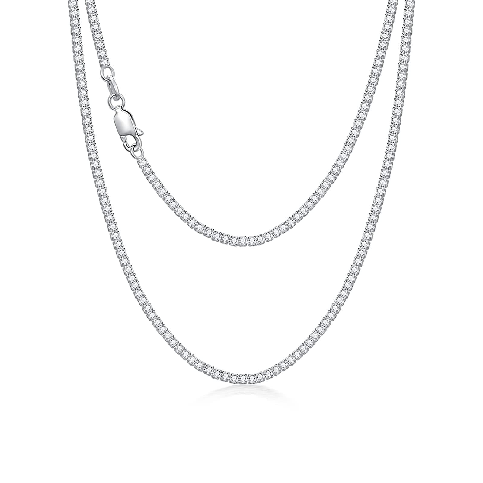 Dralox Sterling Silver Cubic Zirconia Tennis Necklace for Women and Men