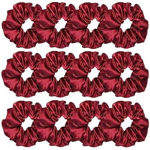 12 Pcs Satin Silk Hair Scrunchies for Women and Girls