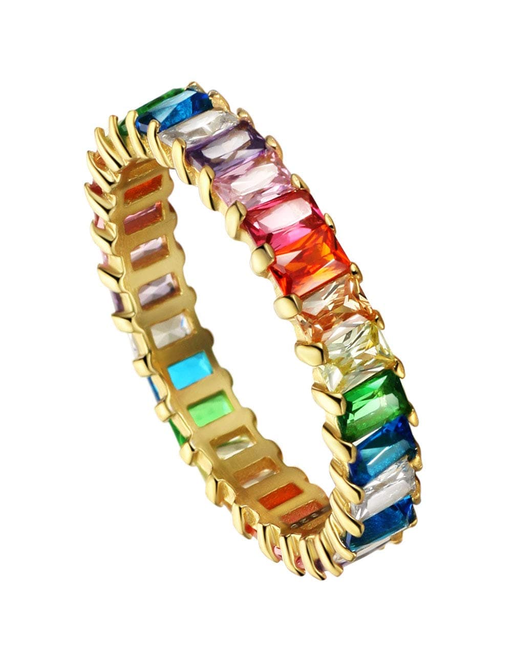 Michooyel Eternity Rainbow Ring for Women