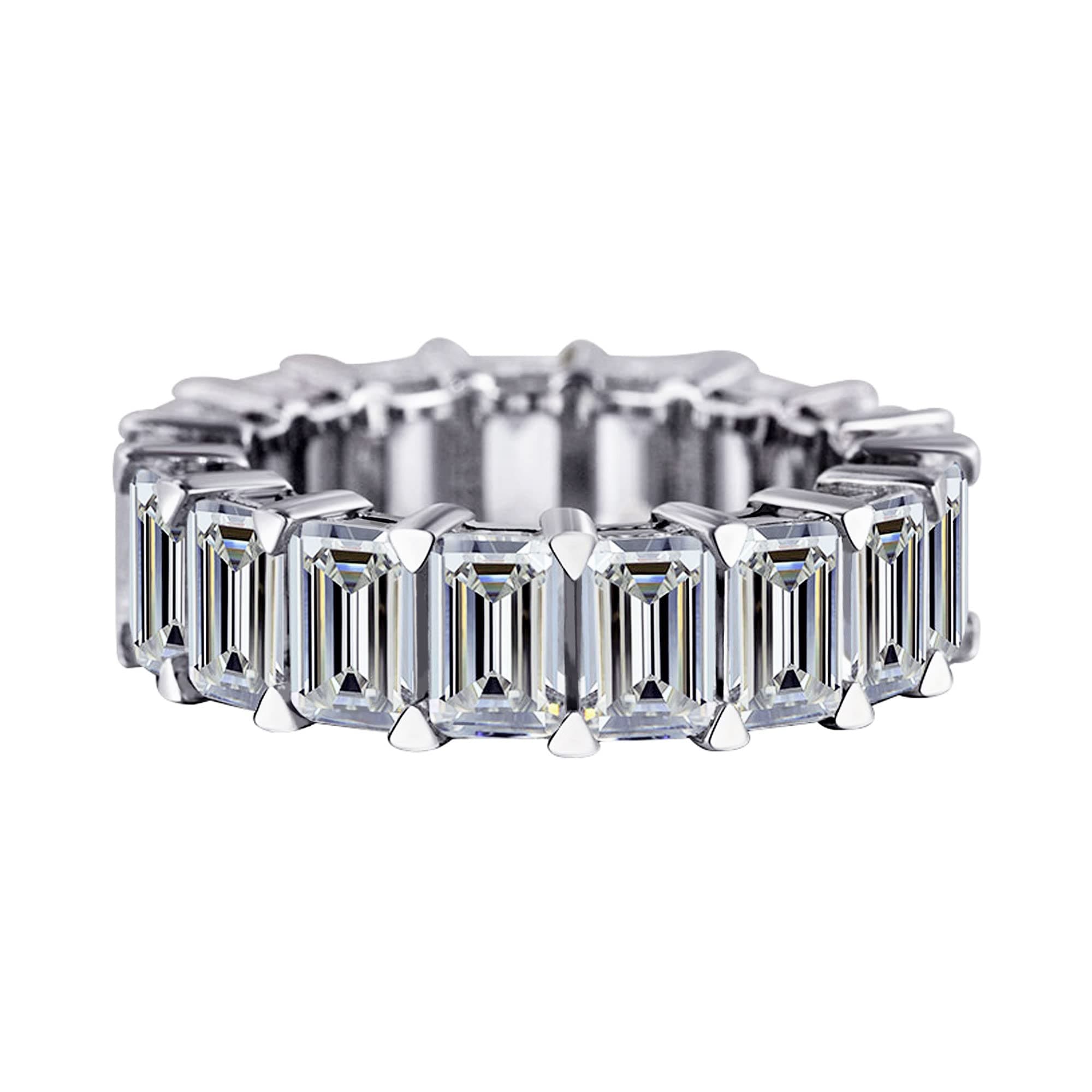 6ct Sterling Silver Emerald Cut Eternity Ring for Women
