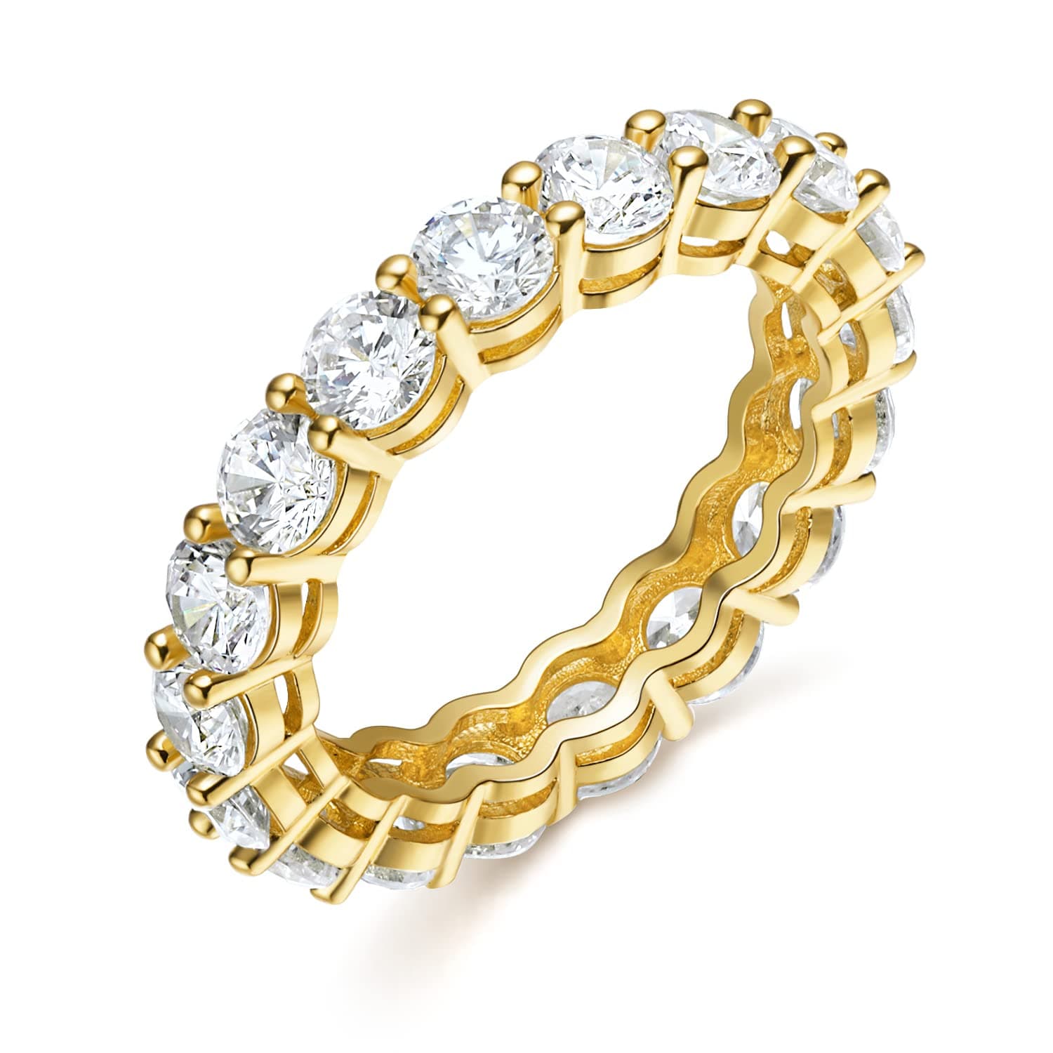 Gemsme 18K Yellow Gold Filled Cubic Zirconia Eternity Ring for Women Size 5-10