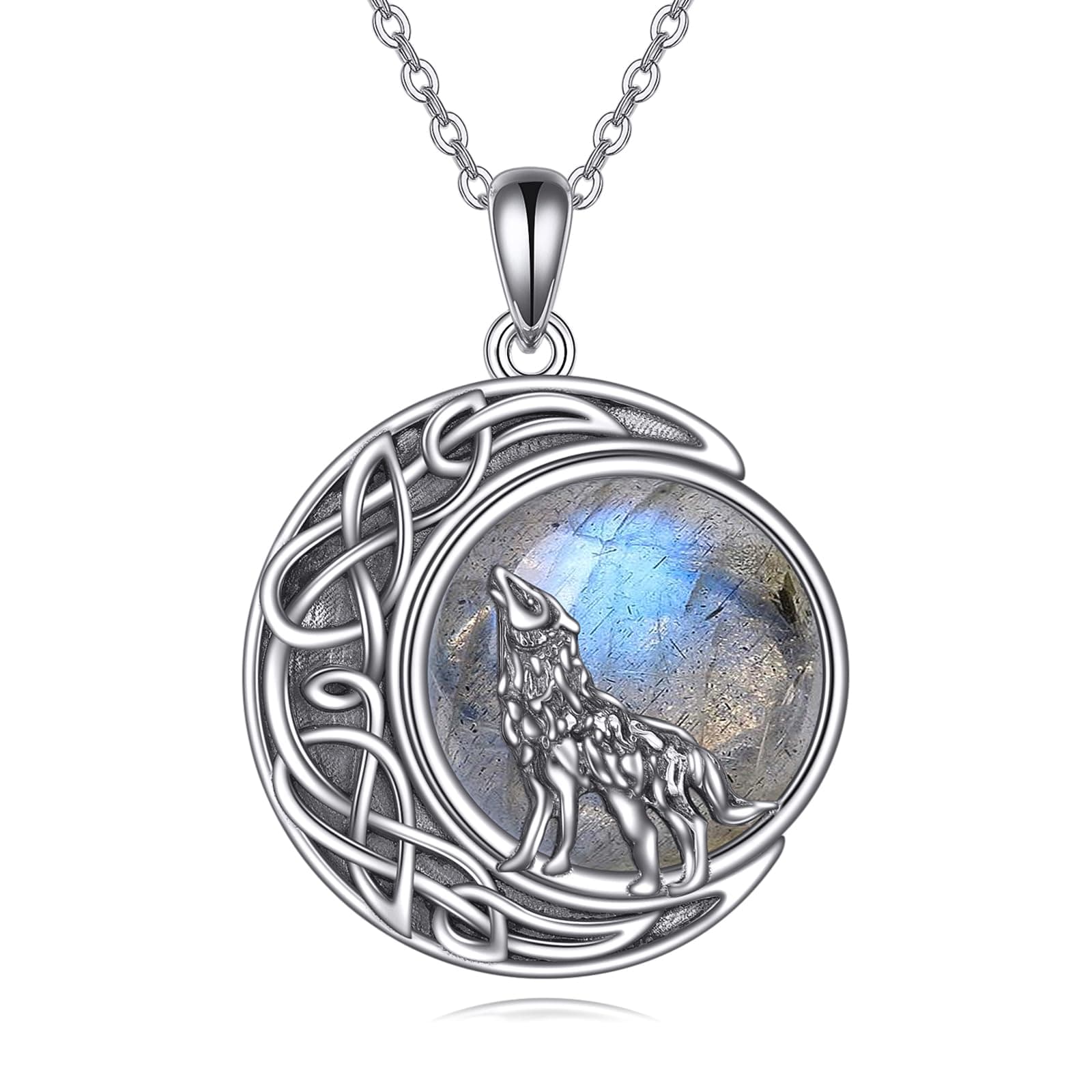 Refined Title:

KQF Wolf Half Moon Necklace for Men, Teen Girls, and Boys