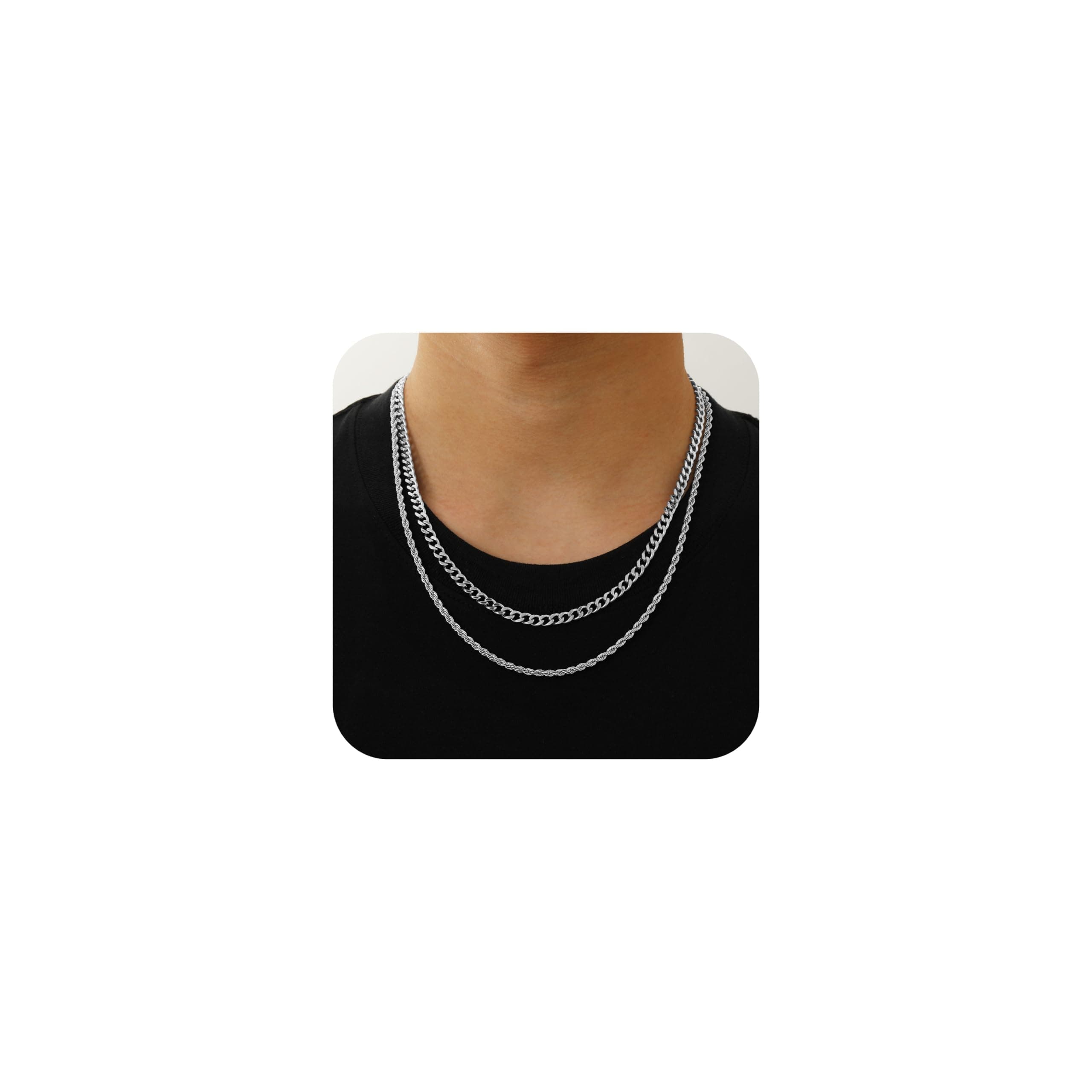 Lydow 2Pcs Chain Necklaces for Men, Women and Boys